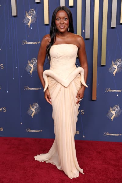 US actress Krys Marshall arrives for the 77th Primetime Emmy Awards at the Peacock Theatre at LA Live in Los Angeles on September 14, 2025. (Photo by Patrick T. Fallon / AFP) / RESTRICTED TO EDITORIAL USE