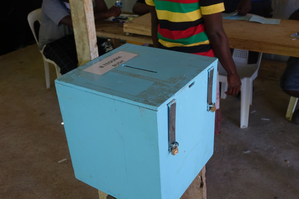 A ballot box in the village of Teouma for Vanuatu's 2016 election.