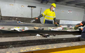 Recycling loads that come through the recovery facility often include dirty nappies