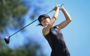 Lydia Ko competing in the final round of the women's golf tournament at the Paris Olympics.