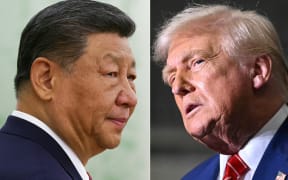 This combination of pictures shows, L/R, Chinese President Xi Jinping at the Kremlin in Moscow on 8 May, 2025 and US President Donald Trump at US Steel - Irvin Works in West Mifflin, Pennsylvania, 30 May, 2025.