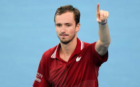 Daniil Medvedev celebrates a win.