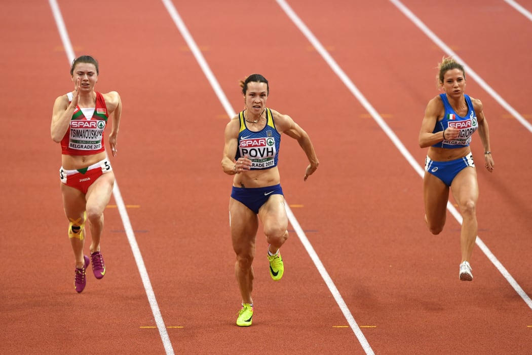 Belarus' Krystsina Tsimanouskaya (left) says she will not return to Belarus.