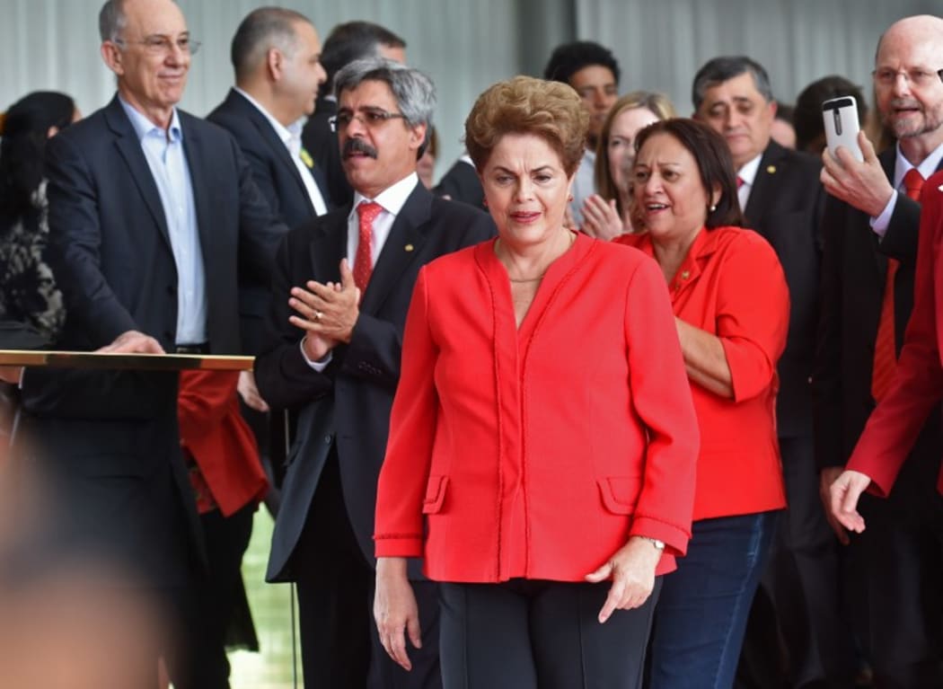 Dilma Rousseff at the Alvorada presidential palace in Brasilia after her removal from office.