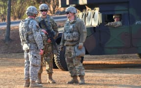 US soldiers stand guard during a joint medical evacuation exercise at a South Korean Army hospital in Goyang, northwest of Seoul. (File photo)