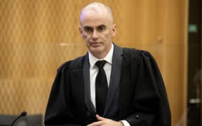 Lauren Anne Dickason is on trial in the Christchurch High Court charged with three counts of murder of her children six-year-old Liane and two-year-old twins Maya and Karla at their Timaru home on September 16, 2021. Pictured: Crown Prosecutor Andrew McRae. 17 July 2022 New Zealand Herald Photograph by George Heard