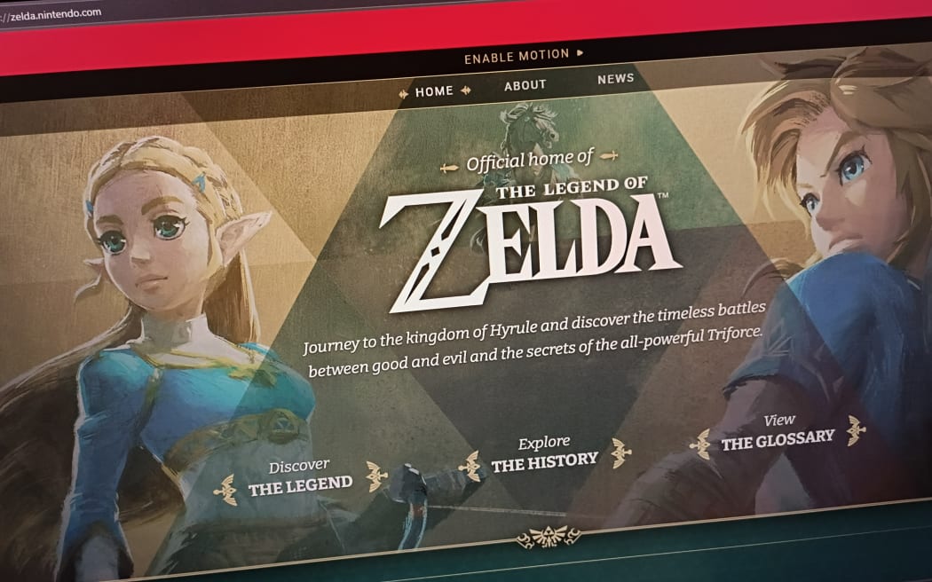 The Legend of Zelda's home page on the Nintendo website.