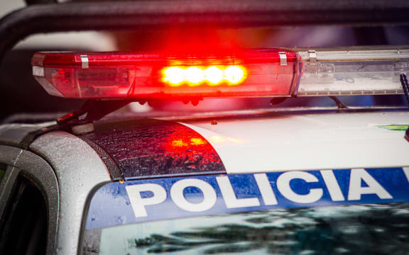 Police car with flash lights and signals