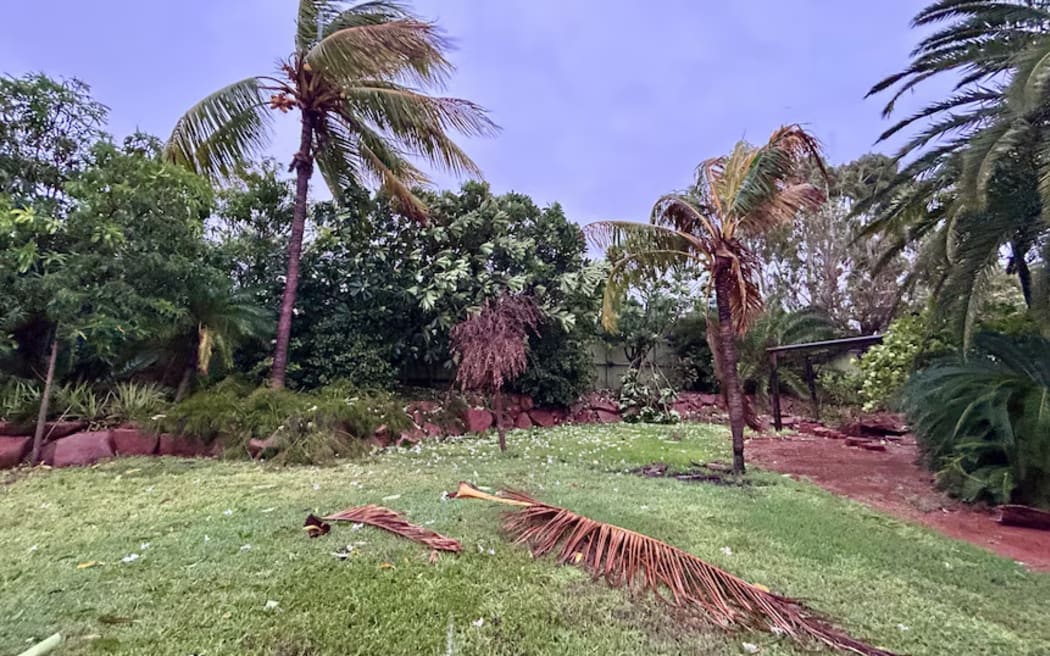 It was a windy night in Dampier as Tropical Cyclone Mitchell passed off the coast.