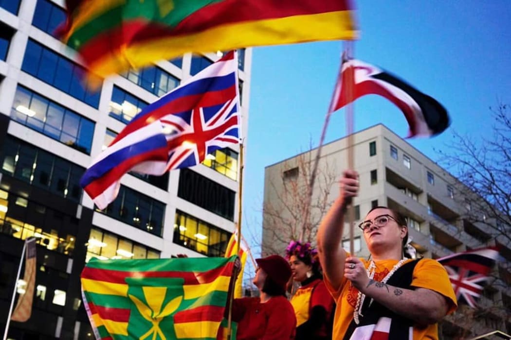 Mauna Kea rally in Aotea square