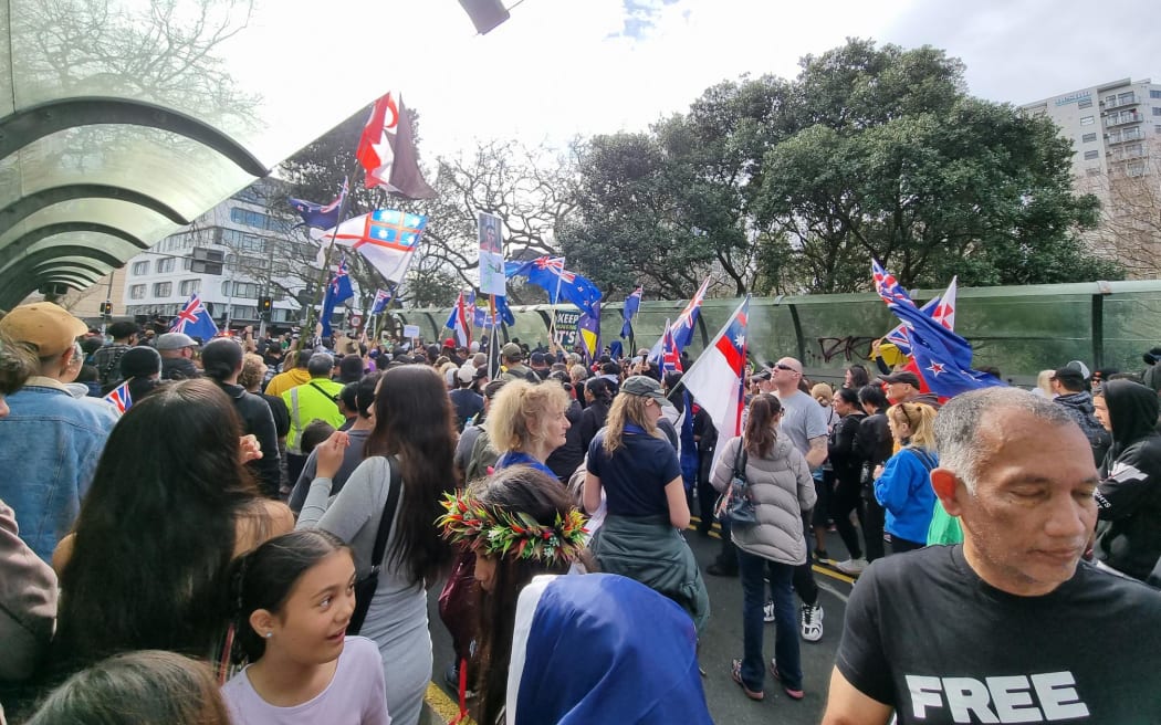 The Freedom and Rights Coalition protesters near the Kyber Pass off ramp on 6 August 2022.