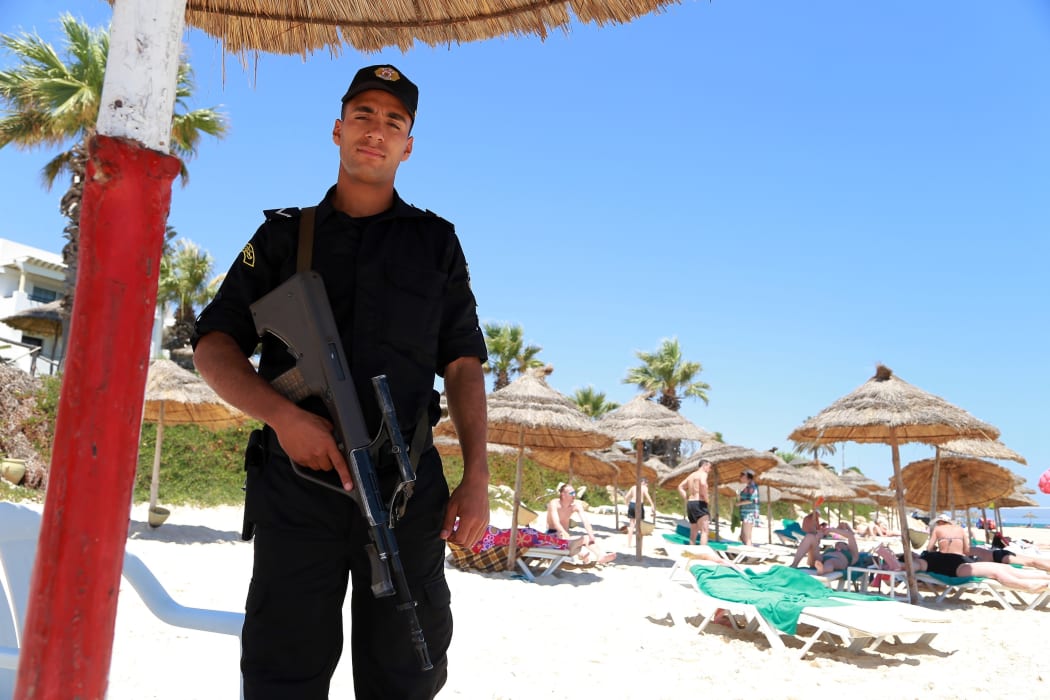 Security guard on a beach in Sousse, Tunisia