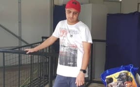 Naeem Udin inside the tent in Charlie compound.