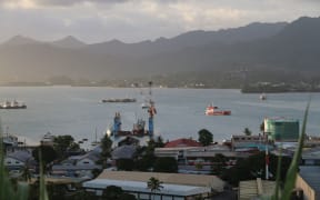 A view of the harbour from the hills above the Fiji capital Suva.