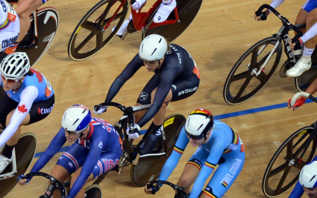 Jo Kiesanowski (centre) competing at the London Olympics.