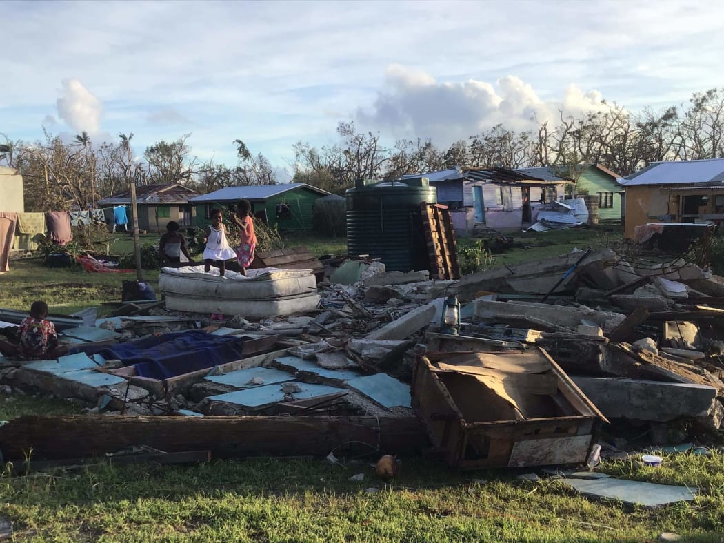 Devastation from TC Harold at Bouwaqa Village, Vatulele, Fiji.