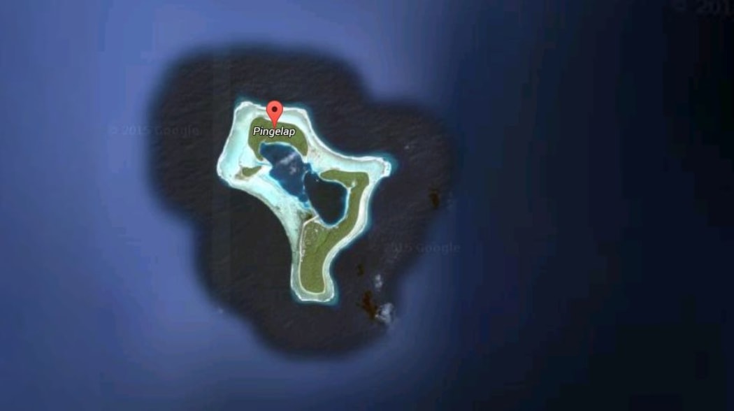 An aerial shot of Pingelap from Google Earth.