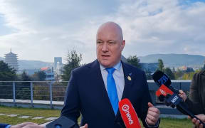 Prime Minister Christopher Luxon takes questions from the media at the end of his week in South East Asia, 1 November 2025.