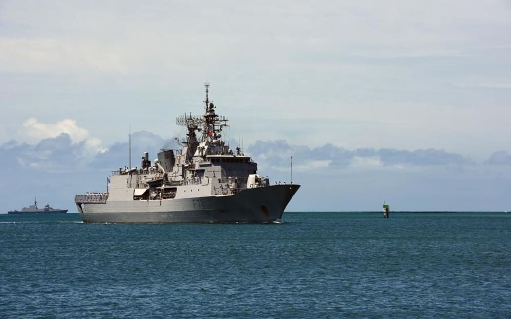 HMNZS Te Kaha arrives at Pearl Harbour for RIMPAC 2016.