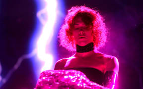 Scottish electronic pop producer Sophie performing at the 2019 Coachella Festival, in California.