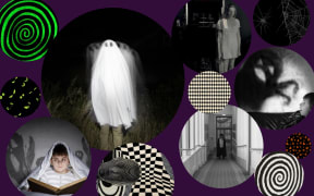 A collage made of bubbles with images and patterns inside them.