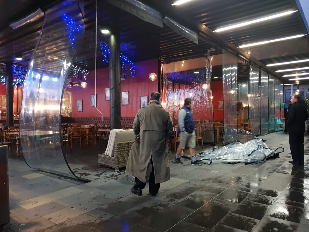 Damage in Wynyard Quarter after the Auckland storm,
