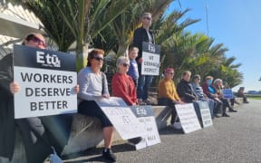 Care workers protest in New Plymouth over low pay rates.