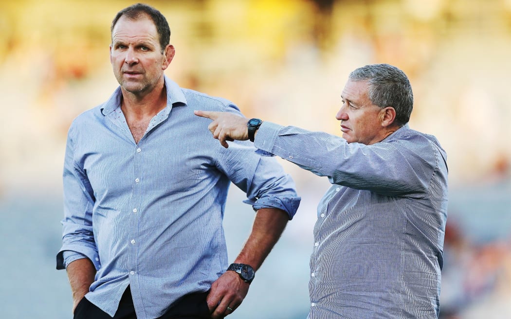 Hurricanes assistant coach John Plumtree alongside head coach Chris Boyd.