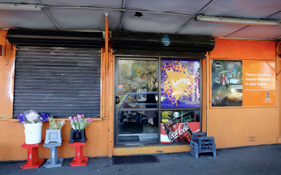 Jyotis Dairy on Mount Albert Road, Mount Roskill, Auckland. Police said two people at the dairy injured in a robbery on 5 July 2023 were discharged from hospital and were recovering at home.