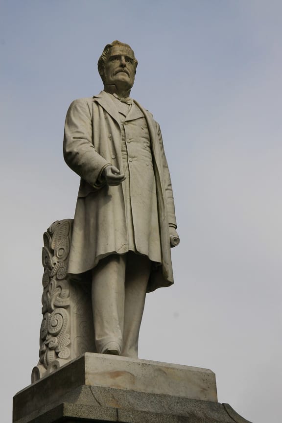 This statue of Governor George Grey has been a focus of protest in Auckland.