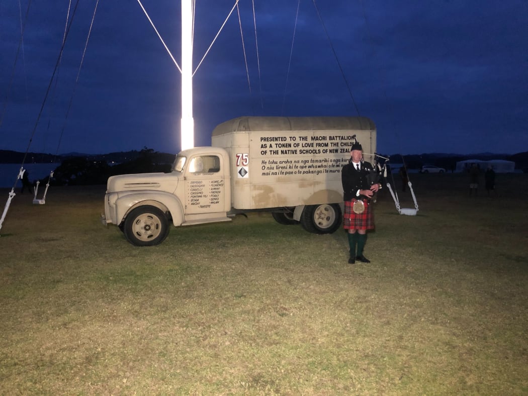 A bagpipe performance.