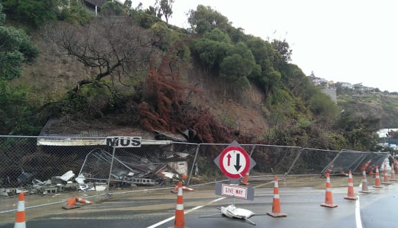 The bad weather caused slips in Lyttelton.