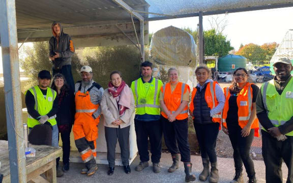 Te Whāngai Trust workers at their Pukekohe hub during a visit from Manurewa MP Arena Williams.