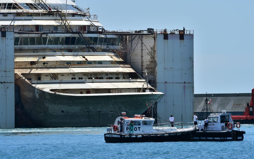 The refloated Costa Concordia.