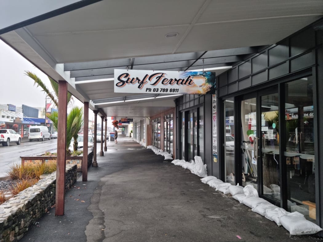 Many shops on Westport's main street are closed due to the adverse weather, 4 February 2022.