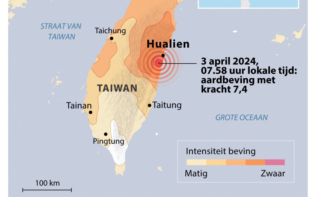Major earthquake near Taiwan. ANP INFOGRAPHICS netherlands out - belgium out (Photo by ANP MAG / ANP via AFP)