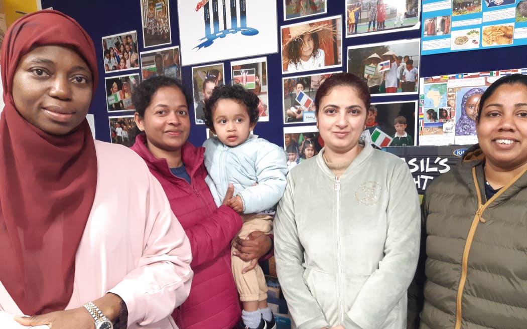 Mothers gather in the room next to the classroom. From left Medinah Fagbemi Parminder Kaur  Rathini Thayanithy and Dinusha Jayamali Jayaweera.