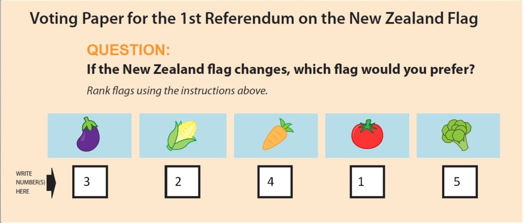 A mock ballot paper showing how the flag referendum ballot paper might look