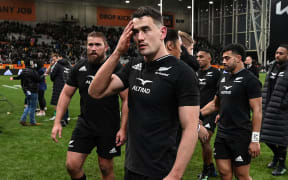 Will Jordan of New Zealand dejected after the match against Ireland in Dunedin 2022.