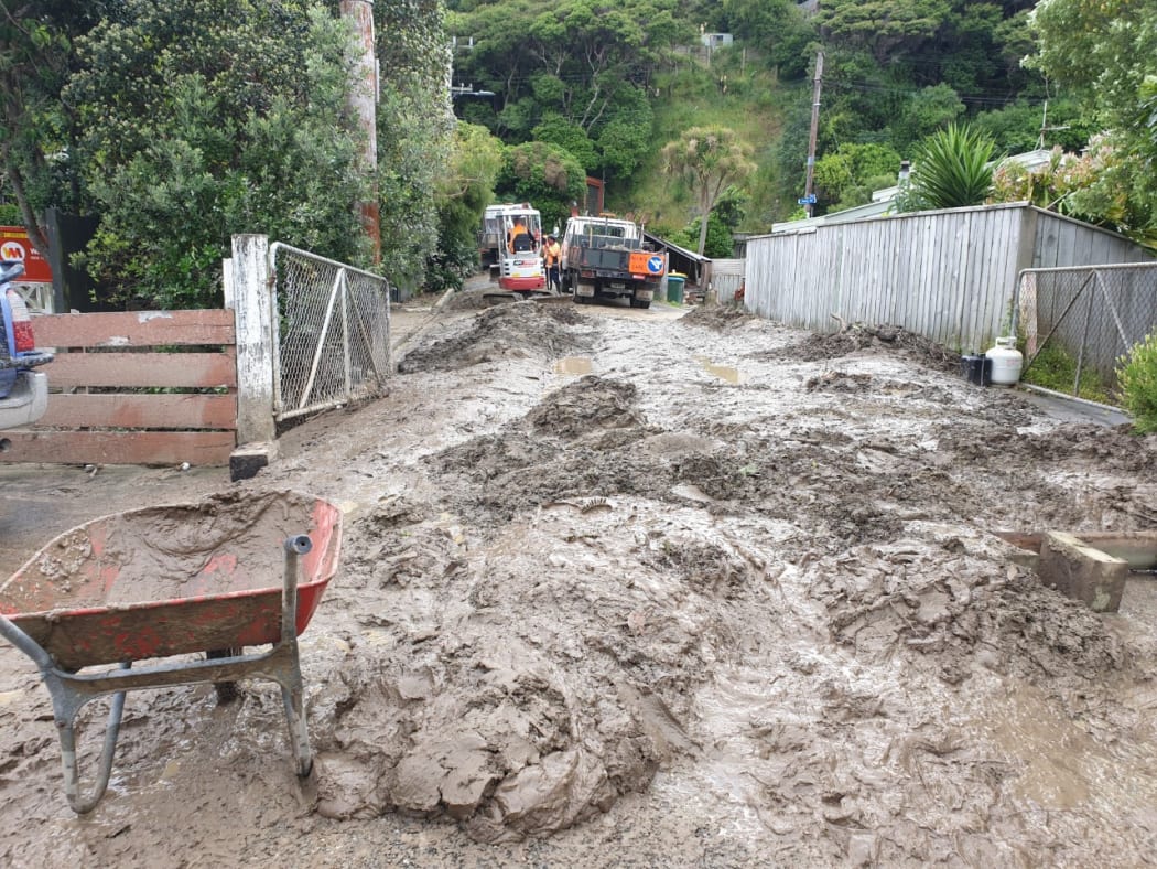 Firth Street, in Plimmerton, which experienced some of the worst of the flooding.