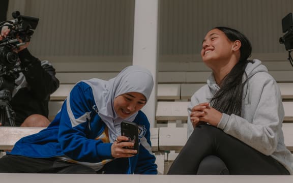 Footballers Fatima Hussain Ali (left) and Nyah Nikau (right), who are featured in episode four.