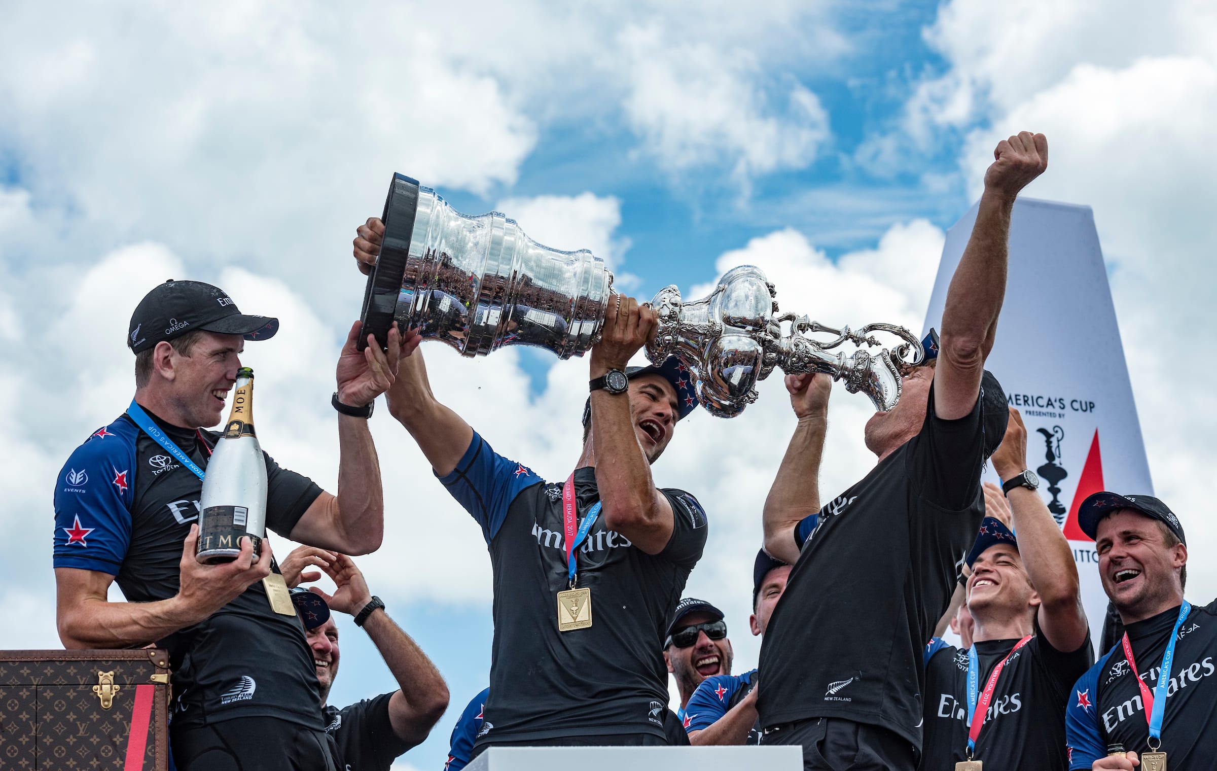 Team NZ celebrates America's Cup win