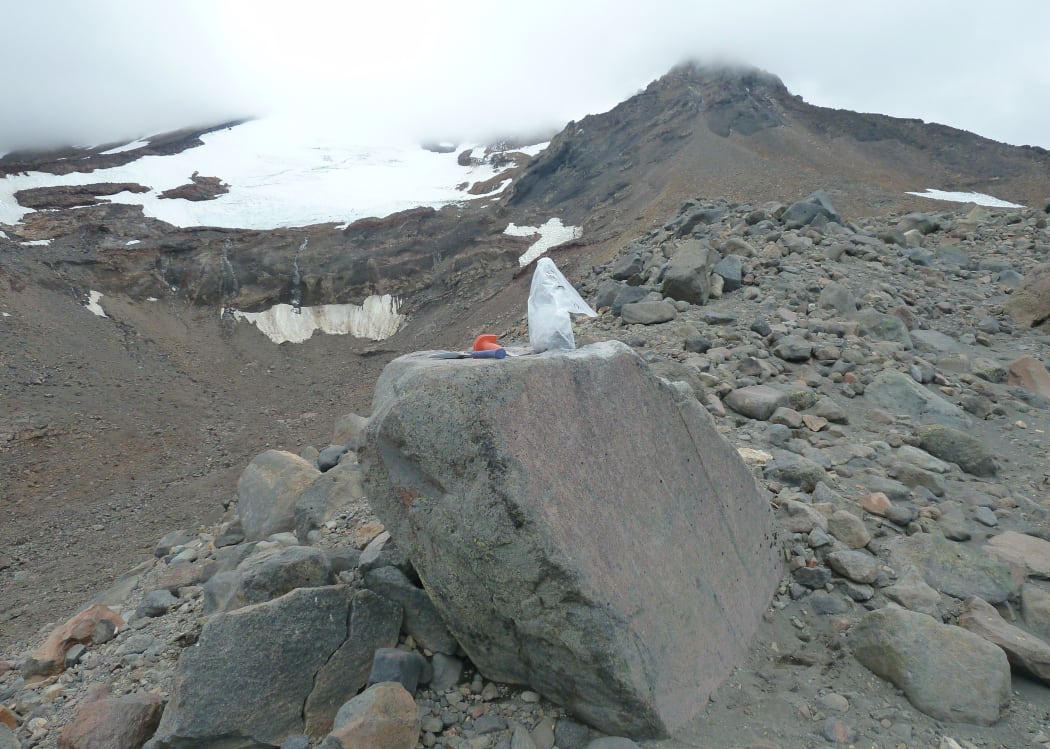 Moraine boulder deposited by Mangaehuehu Glacier 400 years ago.