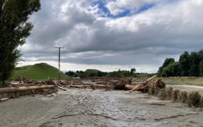 Flood damage at Omaranui Road in Hawkes Bay