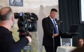 Chair of Silver Fern farms Rob Hewett at the shareholder meeting.