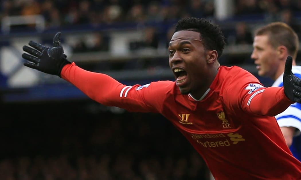 Liverpool's Daniel Sturridge celebrates scoring a goal.