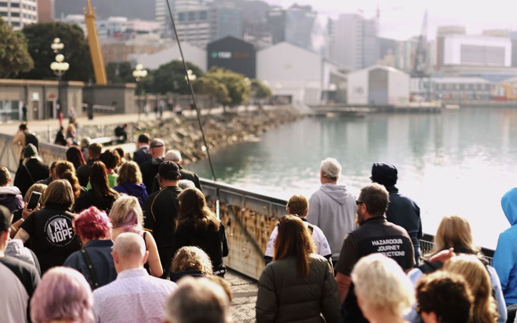 Over 100 people walked from Te Papa to Parliament.