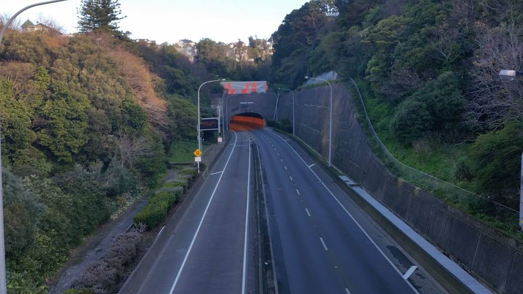 The north bound and southern bound routes from the Terrace Tunnel are empty.