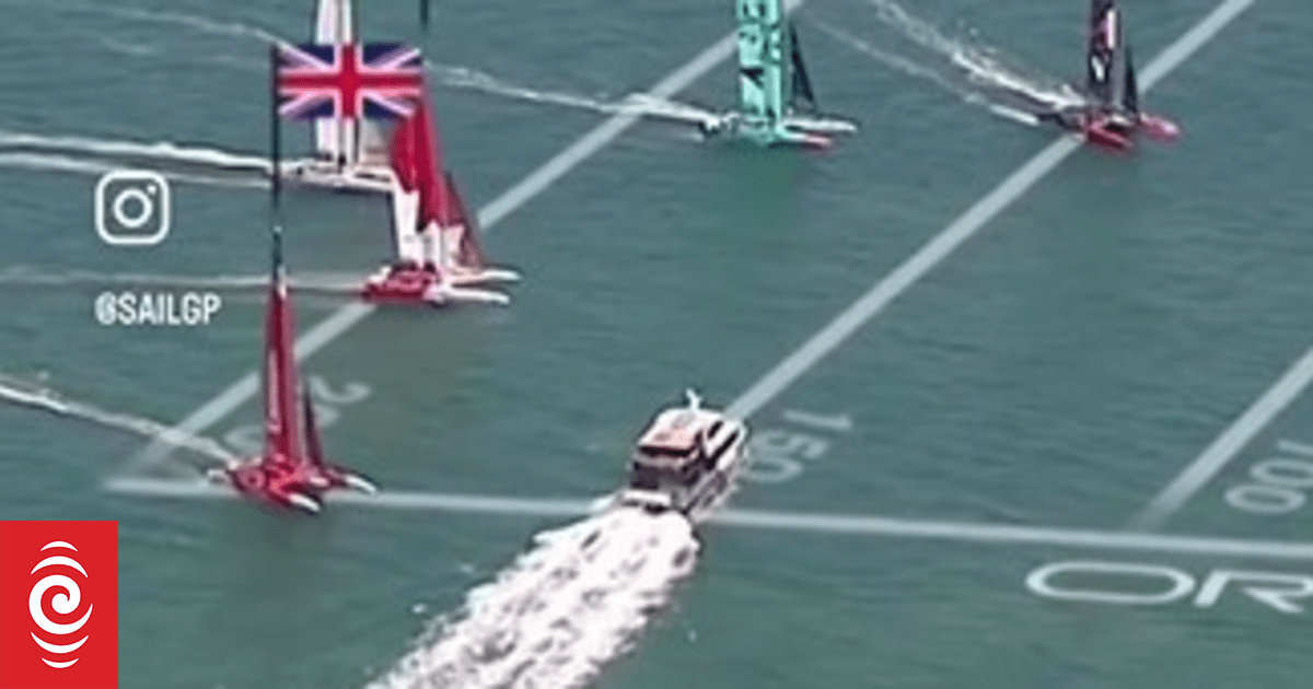 Watch: Ferry sails through SailGP practice session