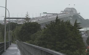 Traffic on Auckland Harbour Bridge after trucks crash.
